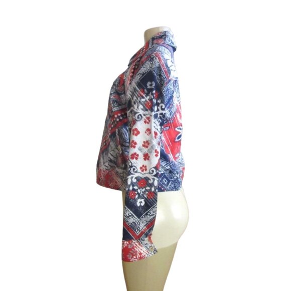 Vintage St John Sport Paisley Bold Print Zip Up Jean Jacket Size Small - Picture 5 of 8